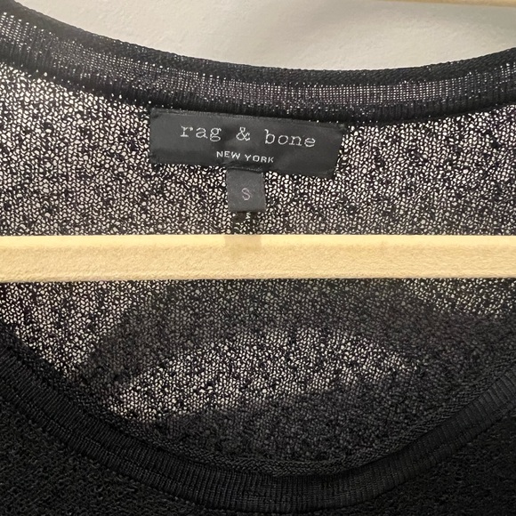 Rag & Bone Mesh Short Sleeve Top with Scoop Neck in Black, Size Small - Picture 6 of 14
